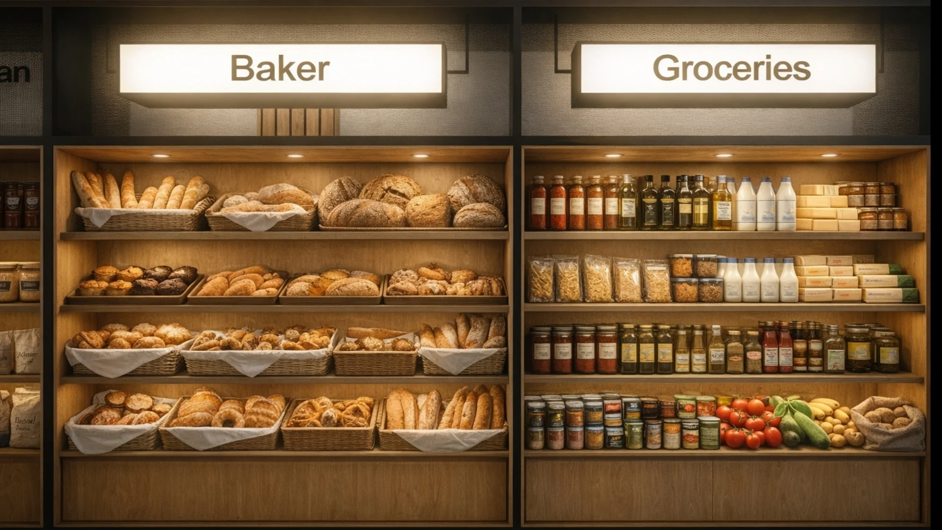 Grocery and bakery display